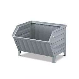 Container in lamiera a bocca di lupo mm.800x700x600H - Grigio RAL7000
